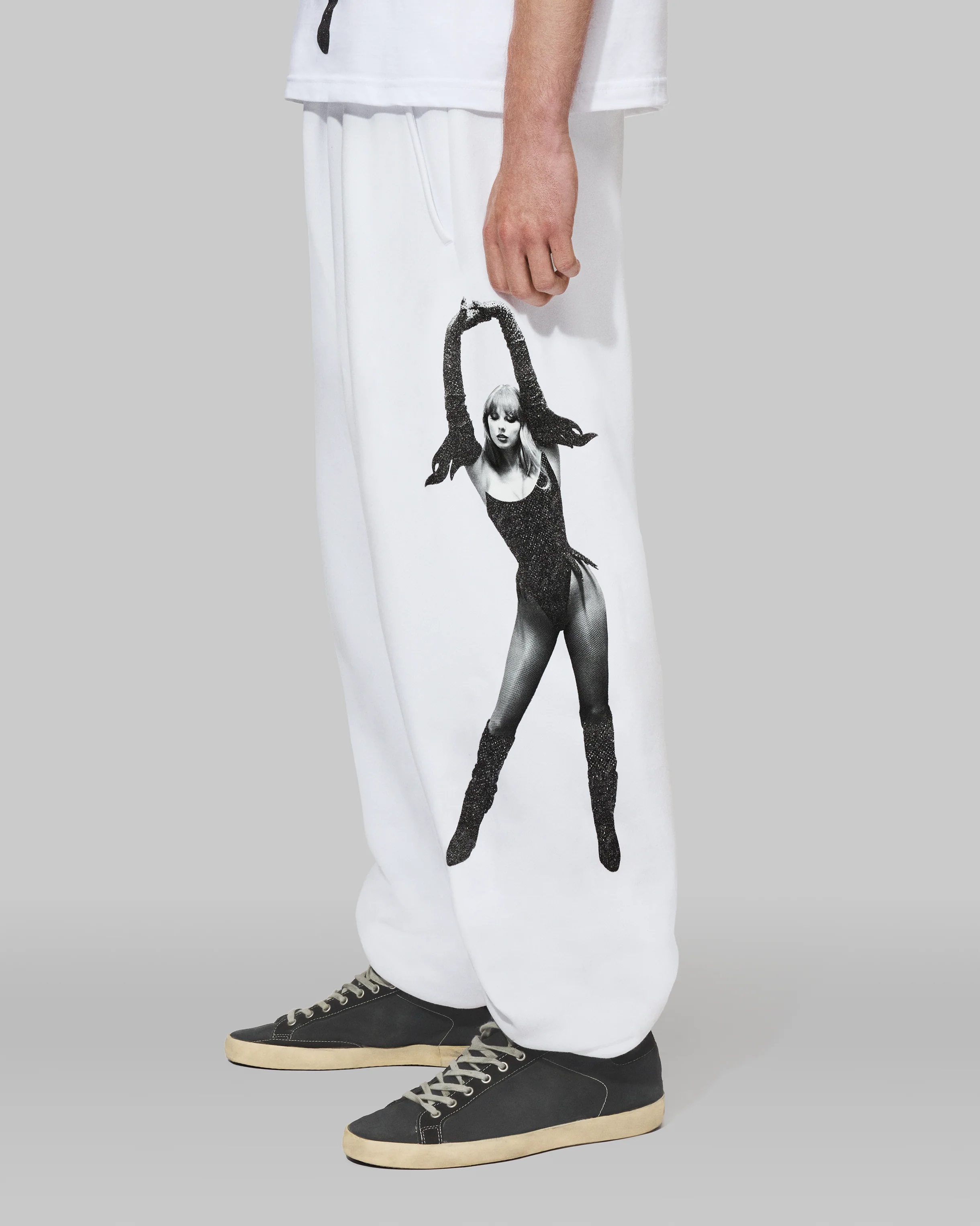 The Life of a Showgirl Shiny Bug White Sweatpants - Image 2