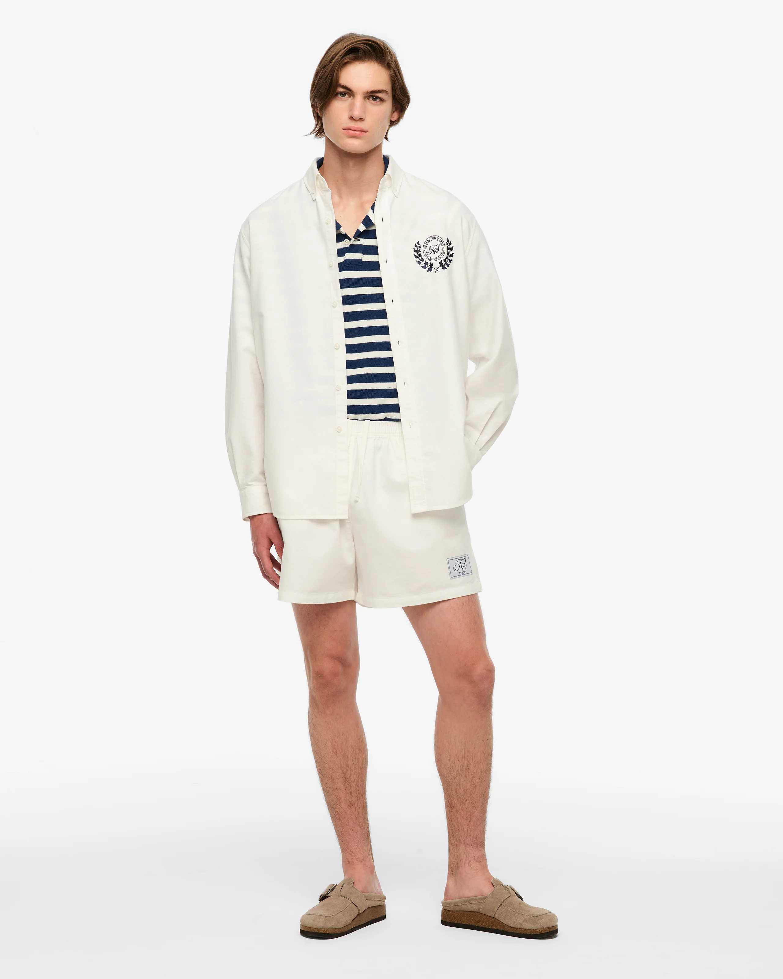 TS Crest White Oxford Shorts - Image 3